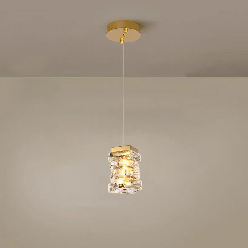 Contemporary Luxury Irregular Rectangular Stainless Steel Crystal LED Pendant Light For Living Room