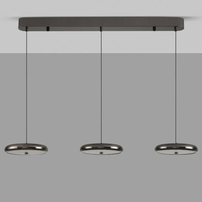 Zeitgenössischer nordischer runder Frisbee-förmiger Hardware-Acryl-LED-Insel-Licht-Kronleuchter für das Esszimmer 