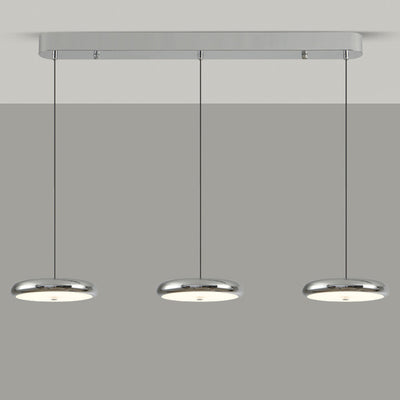 Zeitgenössischer nordischer runder Frisbee-förmiger Hardware-Acryl-LED-Insel-Licht-Kronleuchter für das Esszimmer 
