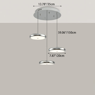 Zeitgenössischer nordischer runder Frisbee-förmiger Hardware-Acryl-LED-Insel-Licht-Kronleuchter für das Esszimmer 
