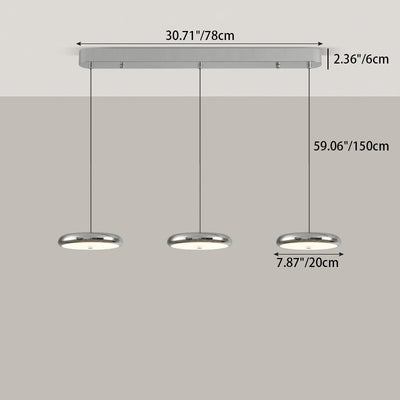 Zeitgenössischer nordischer runder Frisbee-förmiger Hardware-Acryl-LED-Insel-Licht-Kronleuchter für das Esszimmer 