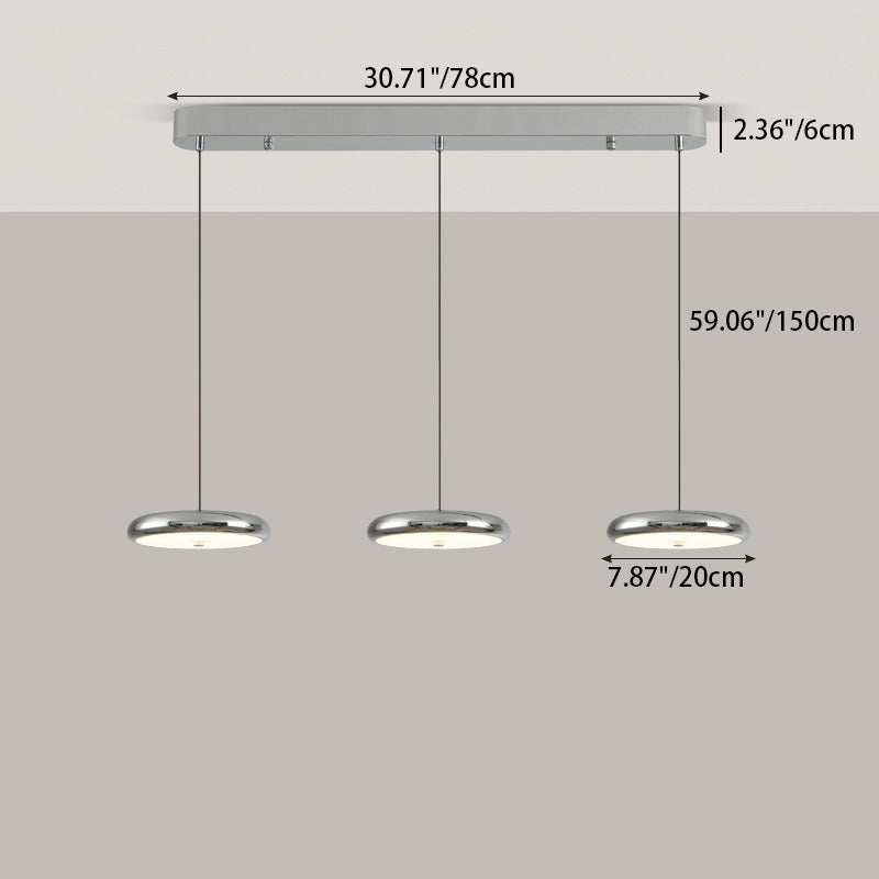 Zeitgenössischer nordischer runder Frisbee-förmiger Hardware-Acryl-LED-Insel-Licht-Kronleuchter für das Esszimmer 
