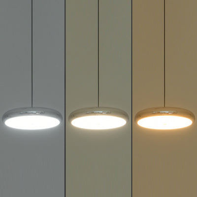 Zeitgenössischer nordischer runder Frisbee-förmiger Hardware-Acryl-LED-Insel-Licht-Kronleuchter für das Esszimmer 