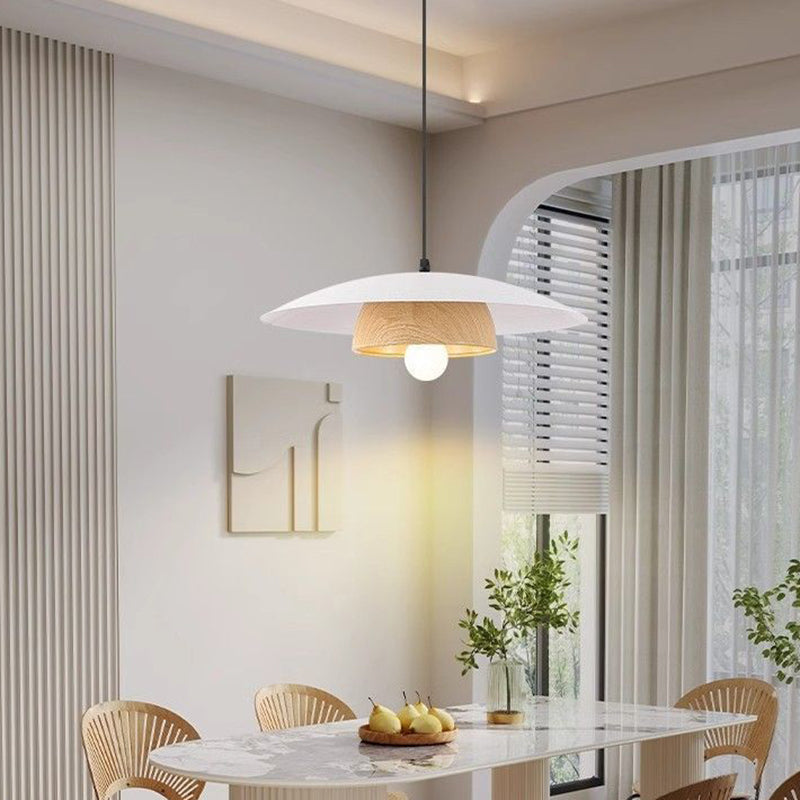 Zeitgenössische nordische runde Schalenform Eisen 1-Licht Pendelleuchte für Wohnzimmer 