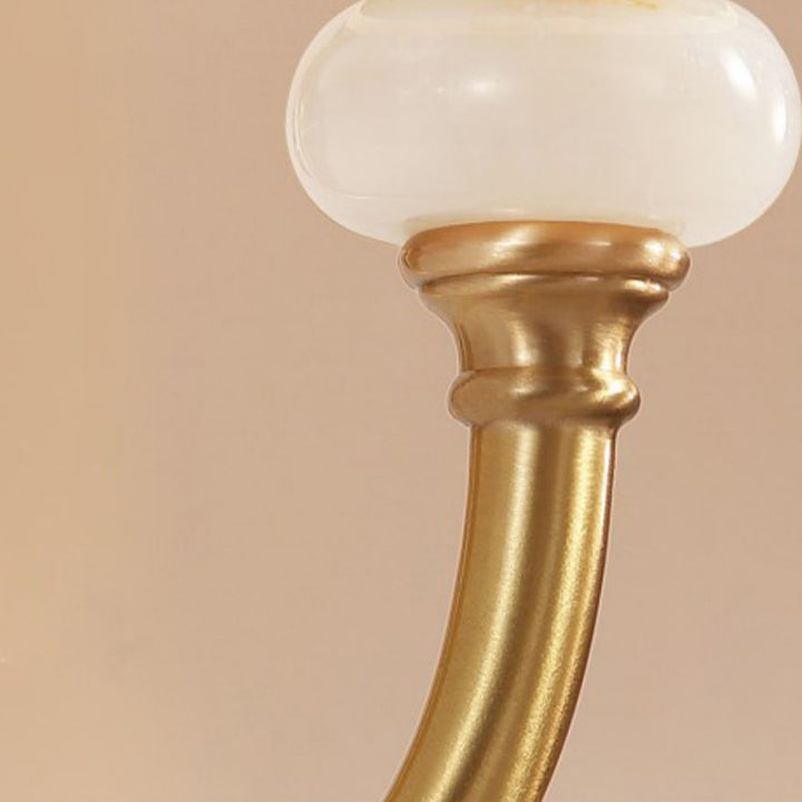 Applique murale en laiton sculpté avec verre en forme de coupe ronde européenne traditionnelle, 1/2 lumière, pour salon 