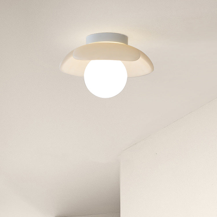 Luz de techo semi-empotrada de 1 luz de hierro con pantalla de resina en forma de globo de flor minimalista moderna para sala de estar 