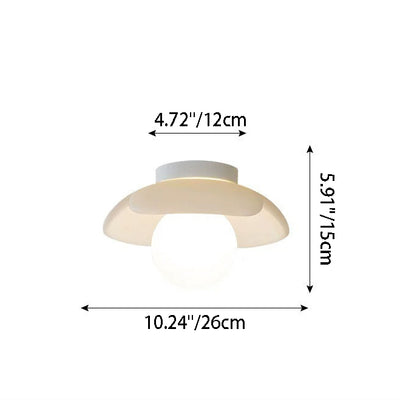 Luz de techo semi-empotrada de 1 luz de hierro con pantalla de resina en forma de globo de flor minimalista moderna para sala de estar 