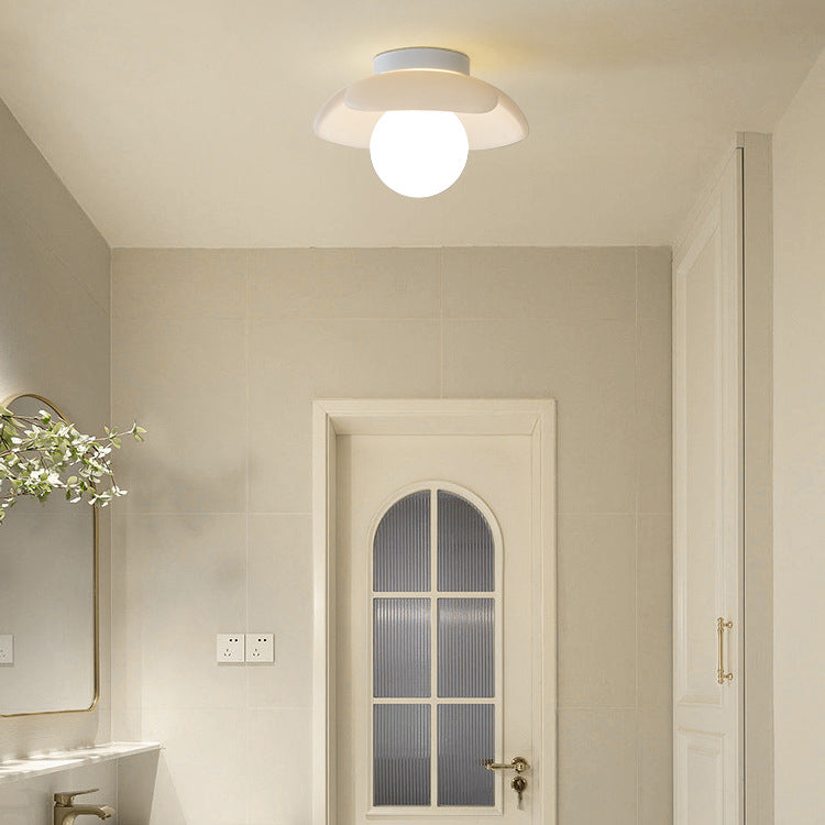 Luz de techo semi-empotrada de 1 luz de hierro con pantalla de resina en forma de globo de flor minimalista moderna para sala de estar 