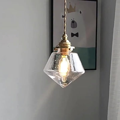 Abat-jour en verre conique rond nordique contemporain en laiton à 1 lumière pour salon 