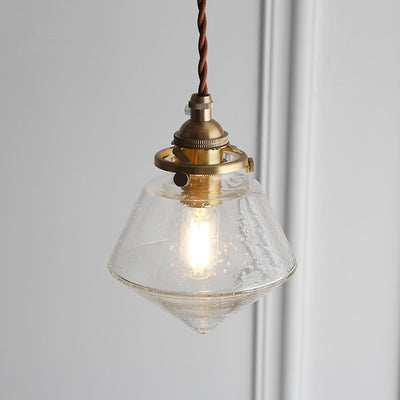 Abat-jour en verre conique rond nordique contemporain en laiton à 1 lumière pour salon 
