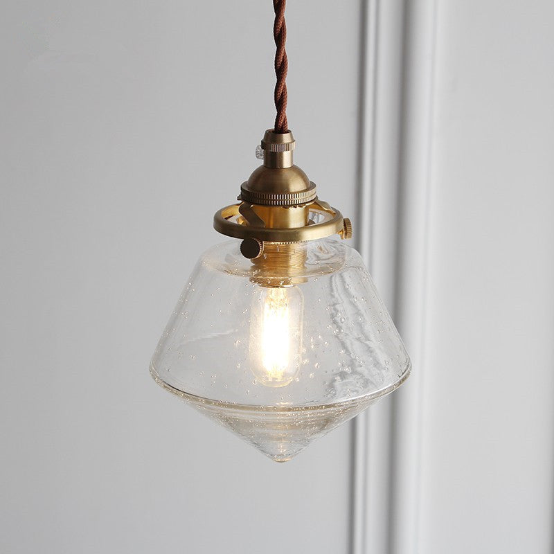 Abat-jour en verre conique rond nordique contemporain en laiton à 1 lumière pour salon 