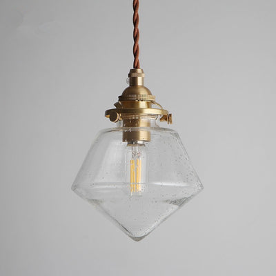 Abat-jour en verre conique rond nordique contemporain en laiton à 1 lumière pour salon 
