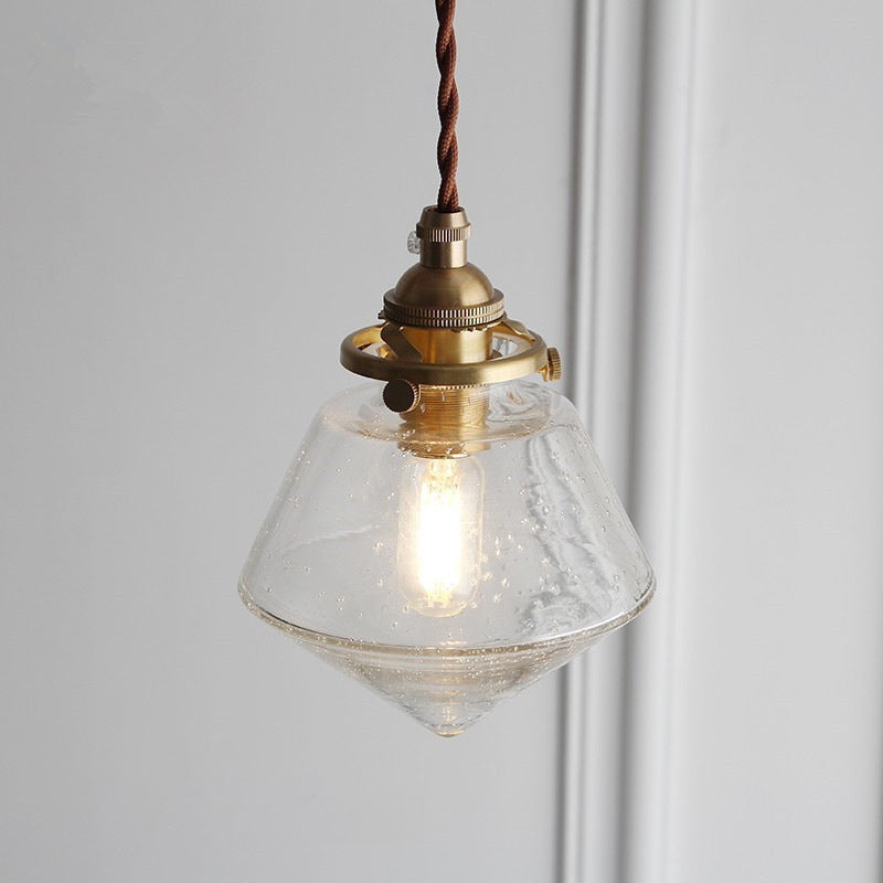 Abat-jour en verre conique rond nordique contemporain en laiton à 1 lumière pour salon 