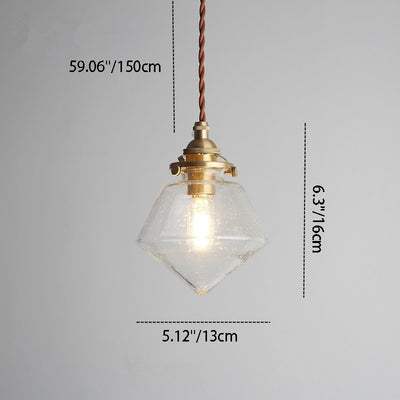 Abat-jour en verre conique rond nordique contemporain en laiton à 1 lumière pour salon 