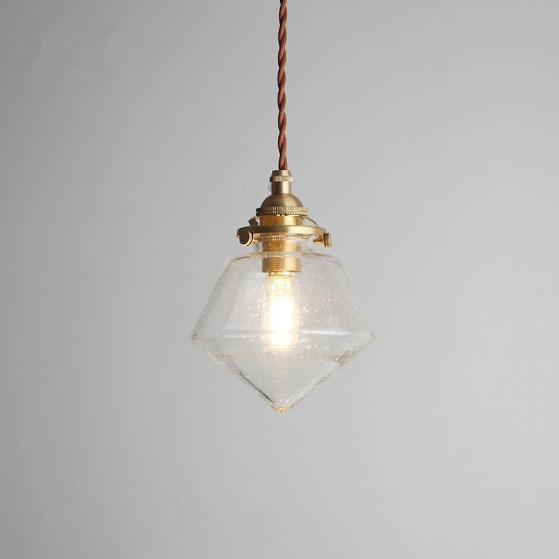 Abat-jour en verre conique rond nordique contemporain en laiton à 1 lumière pour salon 