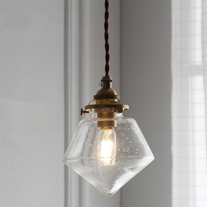 Abat-jour en verre conique rond nordique contemporain en laiton à 1 lumière pour salon 
