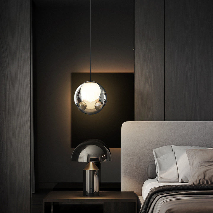Lustre LED en verre avec matériel concave globe minimaliste moderne pour chambre 