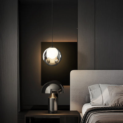 Lustre LED en verre avec matériel concave globe minimaliste moderne pour chambre 
