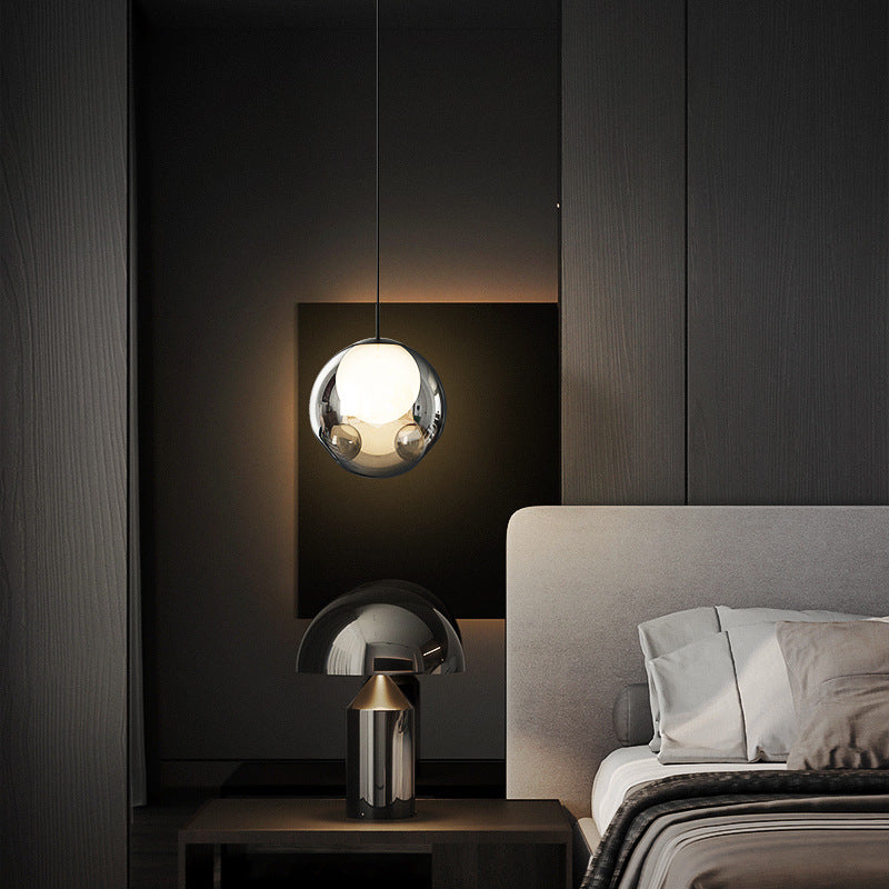 Lustre LED en verre avec matériel concave globe minimaliste moderne pour chambre 