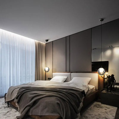 Lustre LED en verre avec matériel concave globe minimaliste moderne pour chambre 