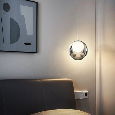 Lustre LED en verre avec matériel concave globe minimaliste moderne pour chambre 