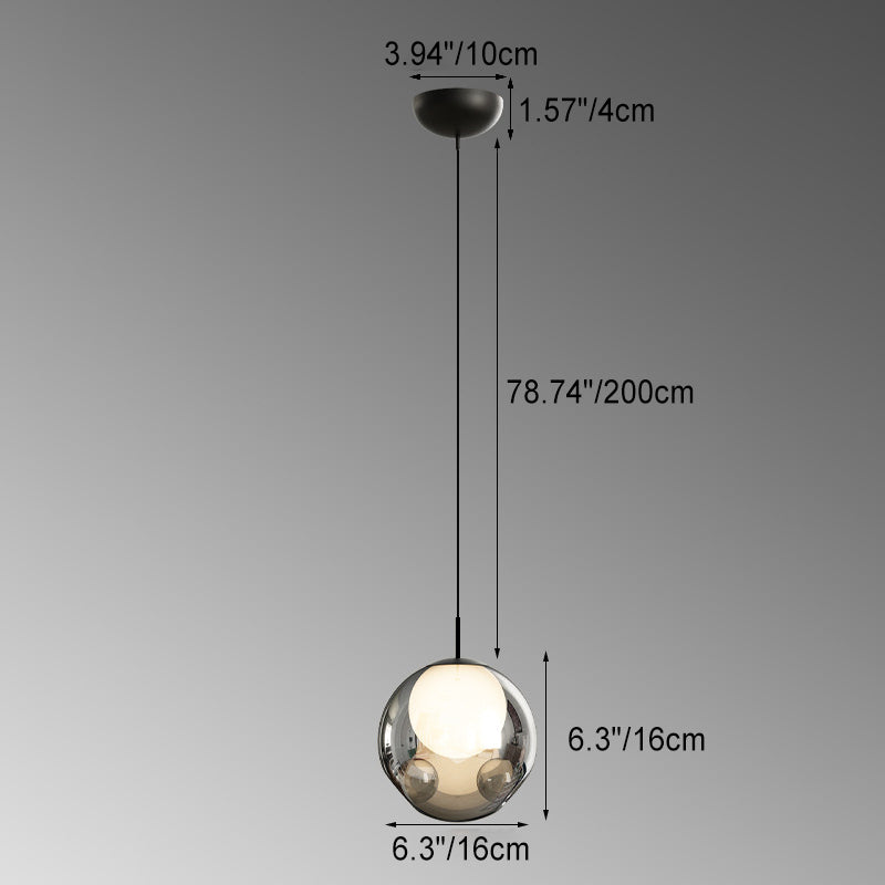 Lustre LED en verre avec matériel concave globe minimaliste moderne pour chambre 