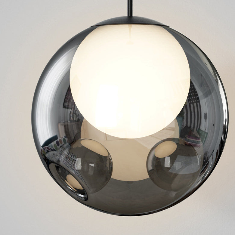 Lustre LED en verre avec matériel concave globe minimaliste moderne pour chambre 