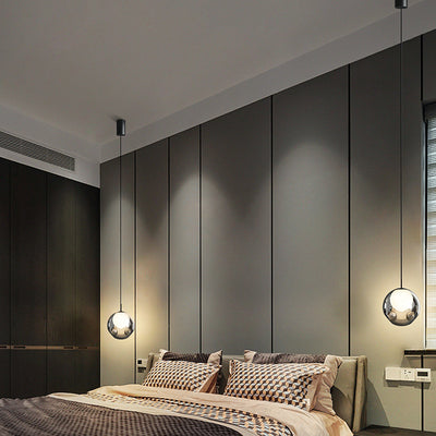 Lustre LED en verre avec matériel concave globe minimaliste moderne pour chambre 