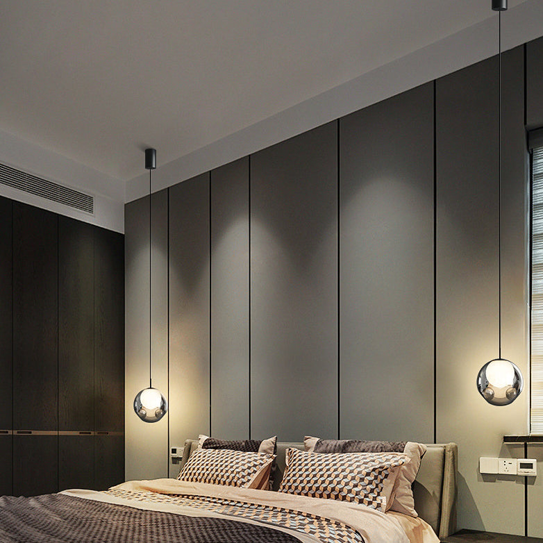 Lustre LED en verre avec matériel concave globe minimaliste moderne pour chambre 