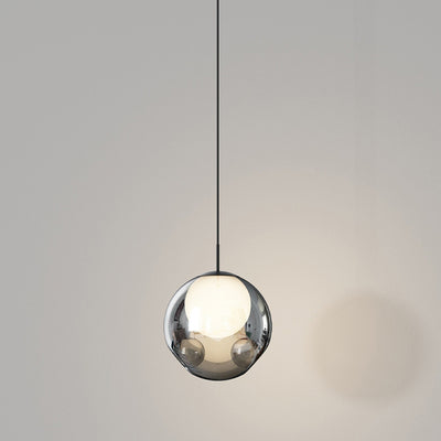 Lustre LED en verre avec matériel concave globe minimaliste moderne pour chambre 