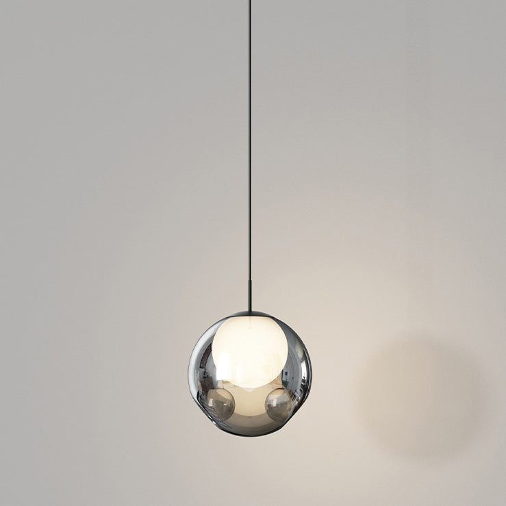 Lustre LED en verre avec matériel concave globe minimaliste moderne pour chambre 