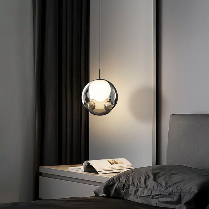 Lustre LED en verre avec matériel concave globe minimaliste moderne pour chambre 
