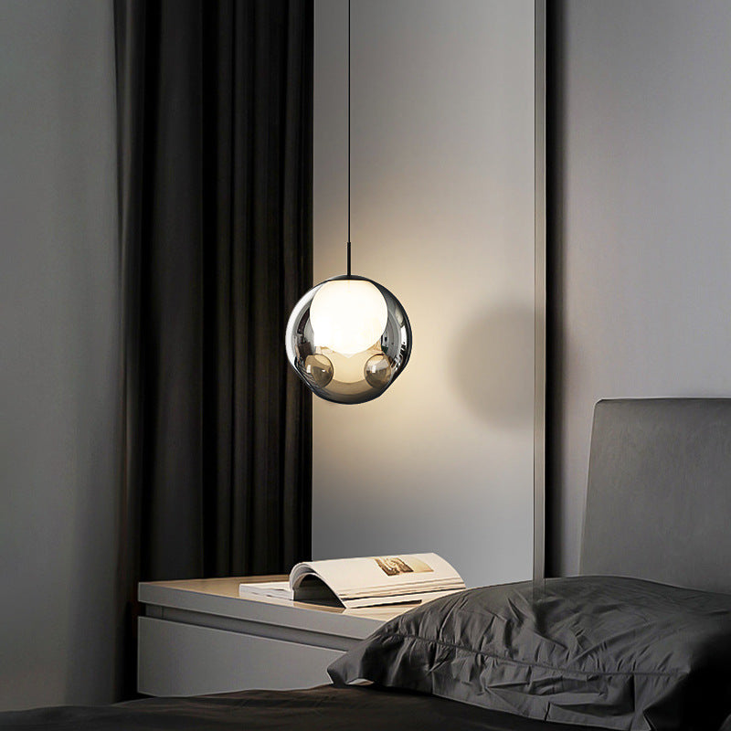 Lustre LED en verre avec matériel concave globe minimaliste moderne pour chambre 