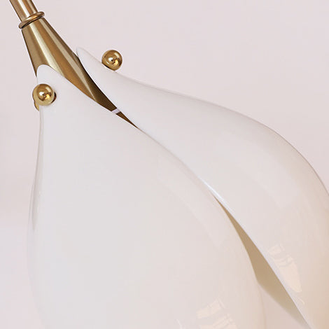 Applique murale 1 lumière avec abat-jour en céramique en forme de pétale de fleur rétro contemporain, cadre en fer, pour salon 