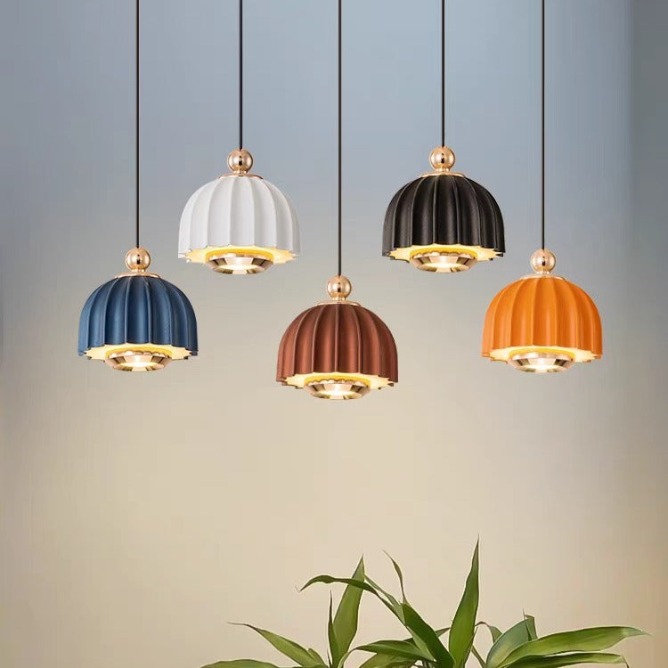 Modern Minimalist Half Round Dome Iron Aluminum LED Pendant Light For Bedroom