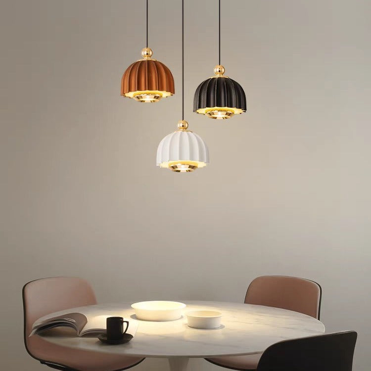 Modern Minimalist Half Round Dome Iron Aluminum LED Pendant Light For Bedroom