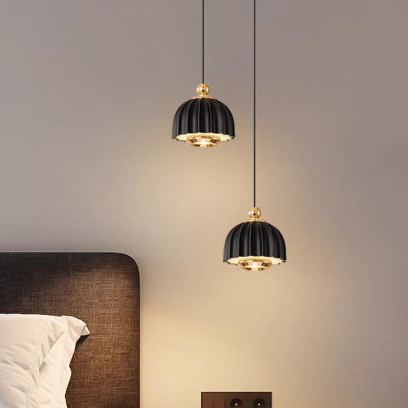 Modern Minimalist Half Round Dome Iron Aluminum LED Pendant Light For Bedroom