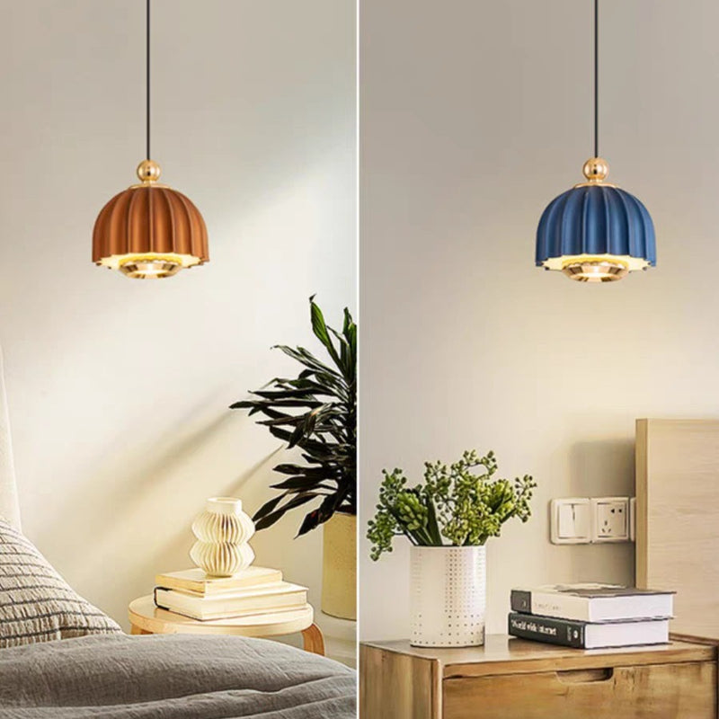 Modern Minimalist Half Round Dome Iron Aluminum LED Pendant Light For Bedroom