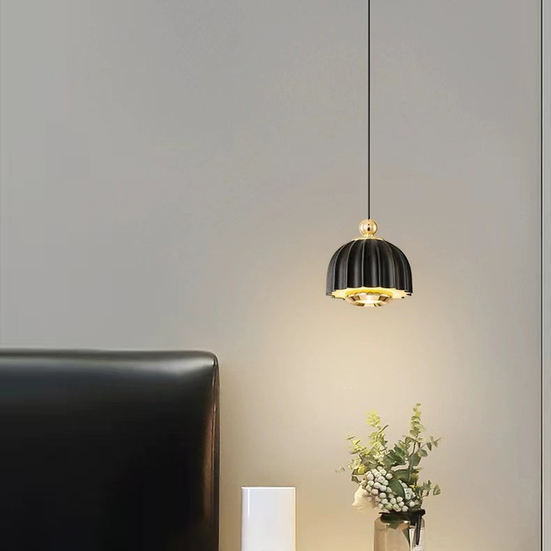 Modern Minimalist Half Round Dome Iron Aluminum LED Pendant Light For Bedroom