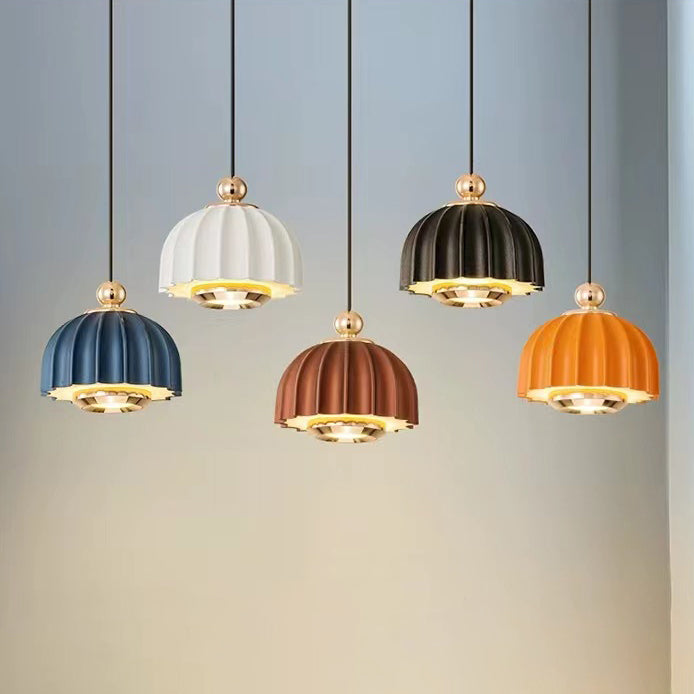 Modern Minimalist Half Round Dome Iron Aluminum LED Pendant Light For Bedroom