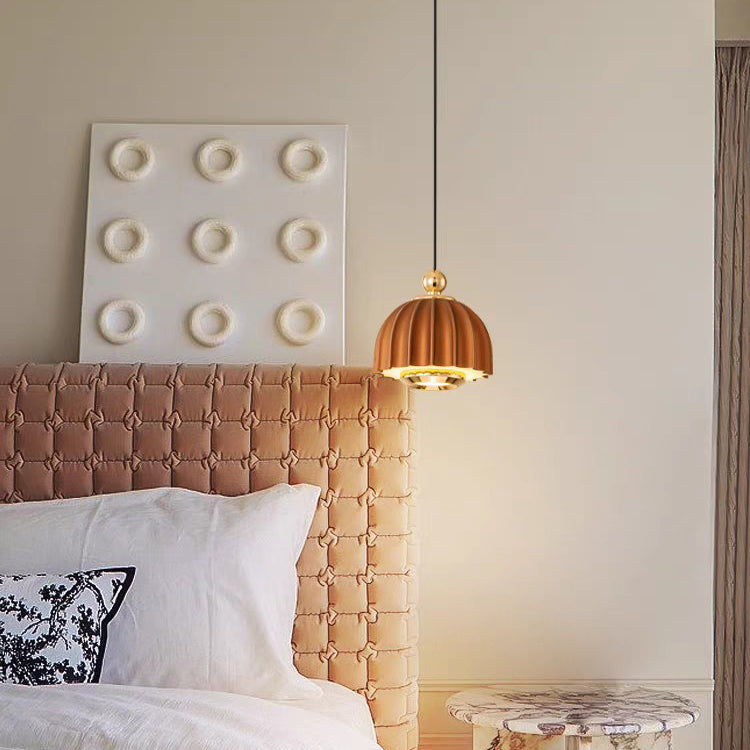 Modern Minimalist Half Round Dome Iron Aluminum LED Pendant Light For Bedroom