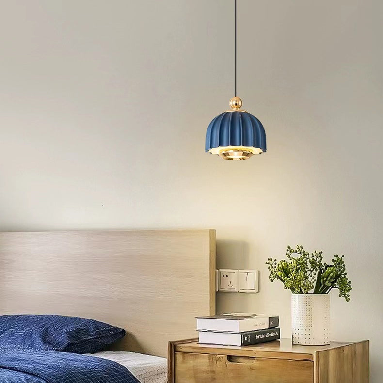 Modern Minimalist Half Round Dome Iron Aluminum LED Pendant Light For Bedroom