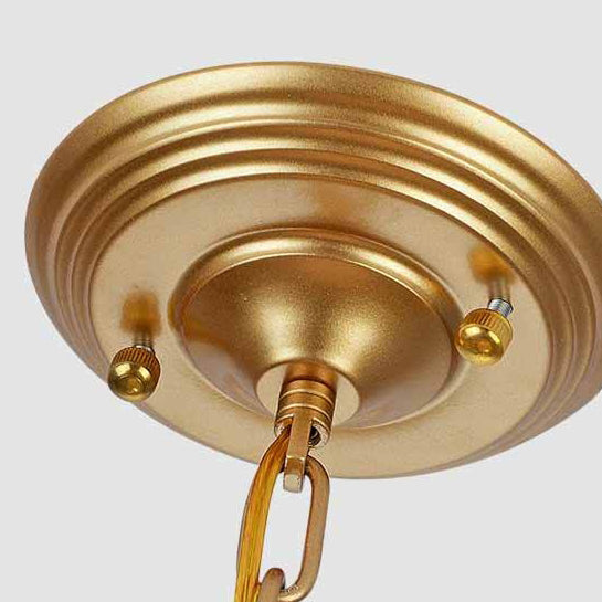 Traditioneller rustikaler Halbkuppel-Eisenrahmen mit gebogenem Stab und Glasschirm 3-Licht-Kronleuchter für das Wohnzimmer 