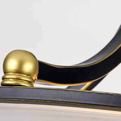 Traditioneller rustikaler Halbkuppel-Eisenrahmen mit gebogenem Stab und Glasschirm 3-Licht-Kronleuchter für das Wohnzimmer 