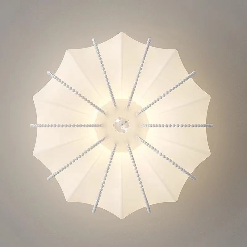 Luz de techo LED de montaje empotrado con forma de nube redonda minimalista moderna, cadena de perla sintética, pantalla de PE de hierro para dormitorio 