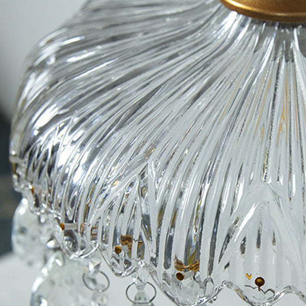 Moderner minimalistischer runder Tropfenkristall-Eisenrahmen-Glasschirm 1-Licht-Deckenleuchte für das Wohnzimmer 