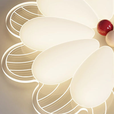 Modern Minimalist Flower Iron PE Shade LED Flush Mount Ceiling Light For Bedroom