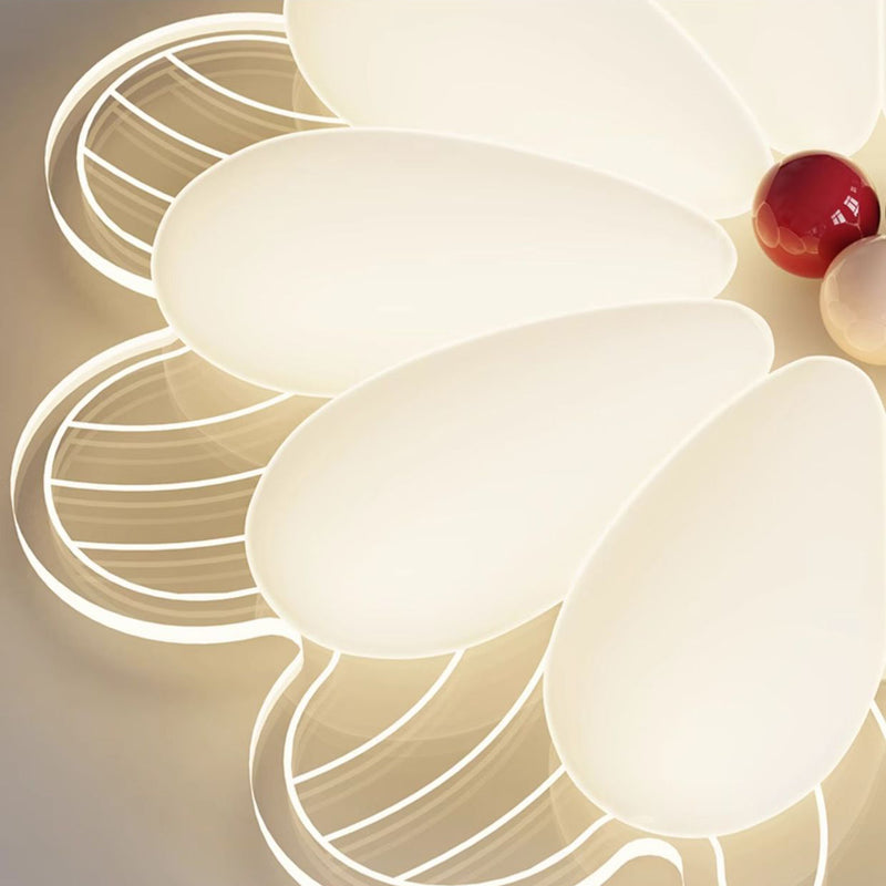 Modern Minimalist Flower Iron PE Shade LED Flush Mount Ceiling Light For Bedroom