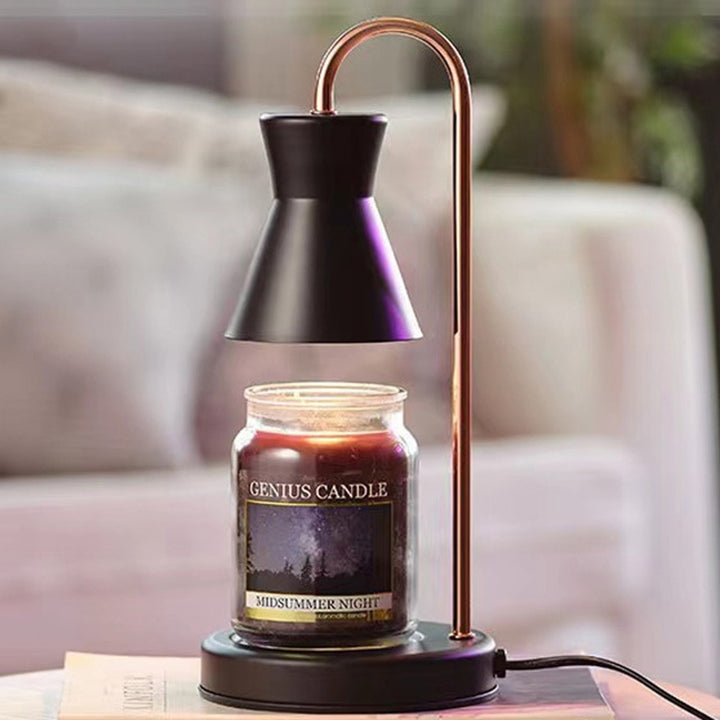 Lámpara de mesa de cera derretida de aroma de 1 luz de hierro en forma de embudo de poste recto minimalista moderno para dormitorio 