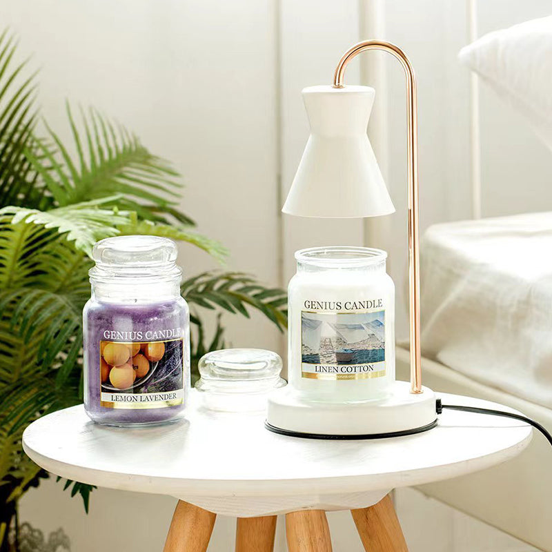 Lámpara de mesa de cera derretida de aroma de 1 luz de hierro en forma de embudo de poste recto minimalista moderno para dormitorio 